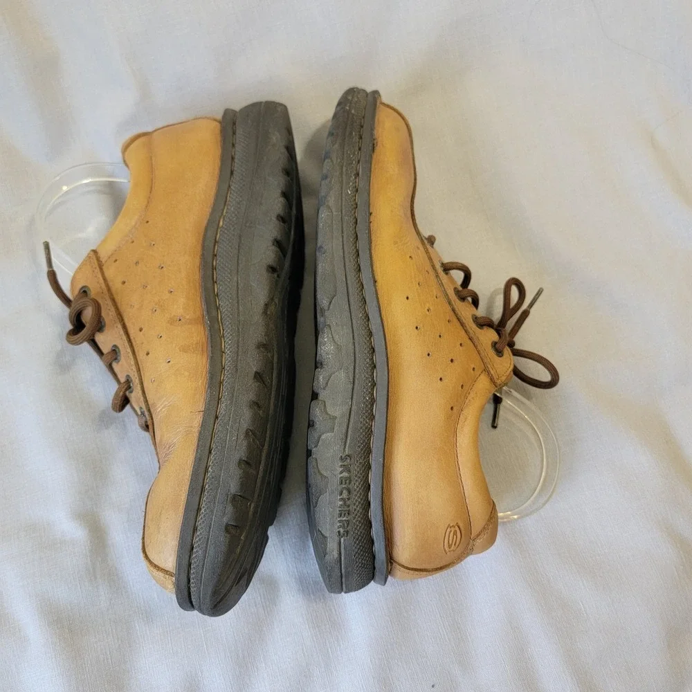 VTG Skechers Y2K Comfort Construction 4037 Tan Leather Casual Oxford Shoes 9.5